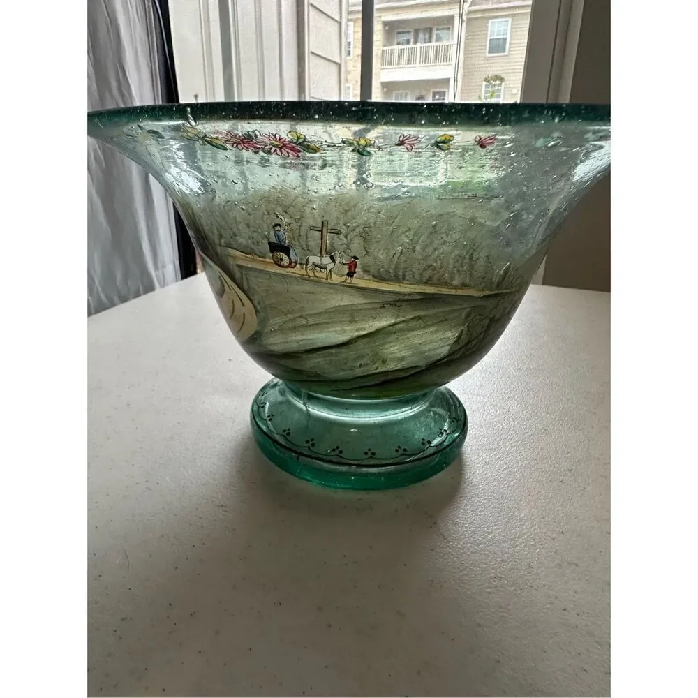 Extremely Rare Ludwig Moser Hand Blown, Hand Painted Enamel Bowl 🛑